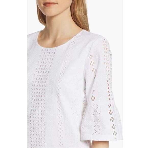 New J.Crew Flutter Sleeve Eyelet Dress in White Size 12 - Picture 5 of 14